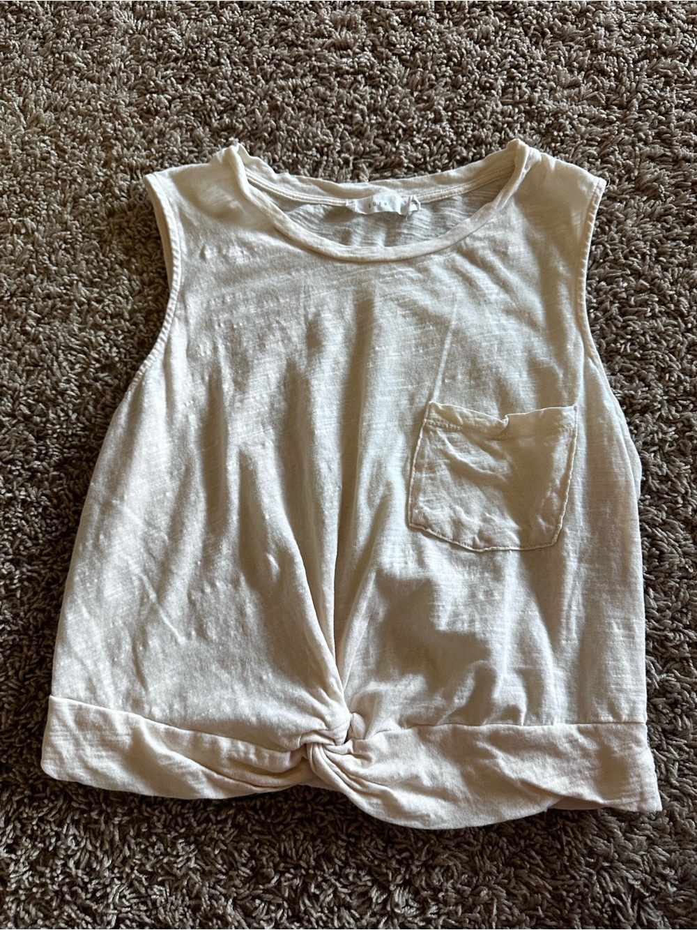 Lush Cream Knot-Hem Pocket Tank